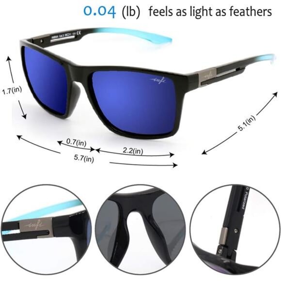 Fishing Polarized Sunglasses for Men Driving Running Golf Sports Glasses Square - Picture 3 of 7